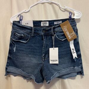 Kensie Blue Jean Shorts Distressed Cut-Off Style